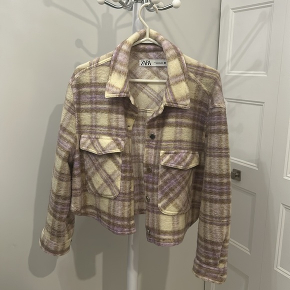 Zara Plaid Cropped Shacket - Picture 3 of 6